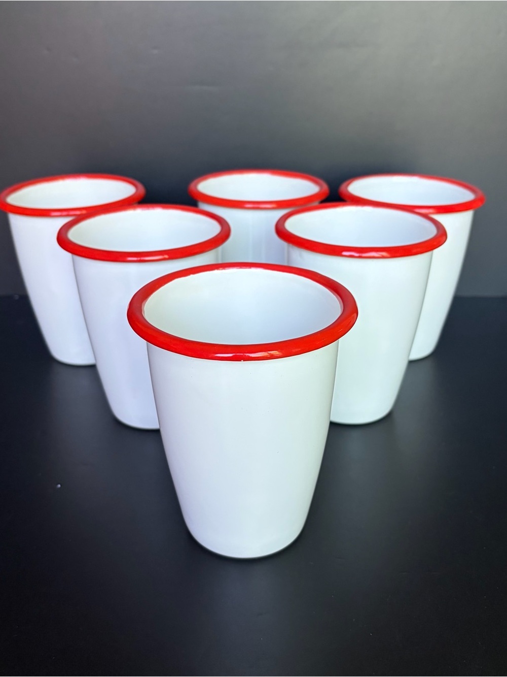 Hearth & Hand Magnolia Porcelain Enamelware  Tumblers 6 Cups Camping Glamping